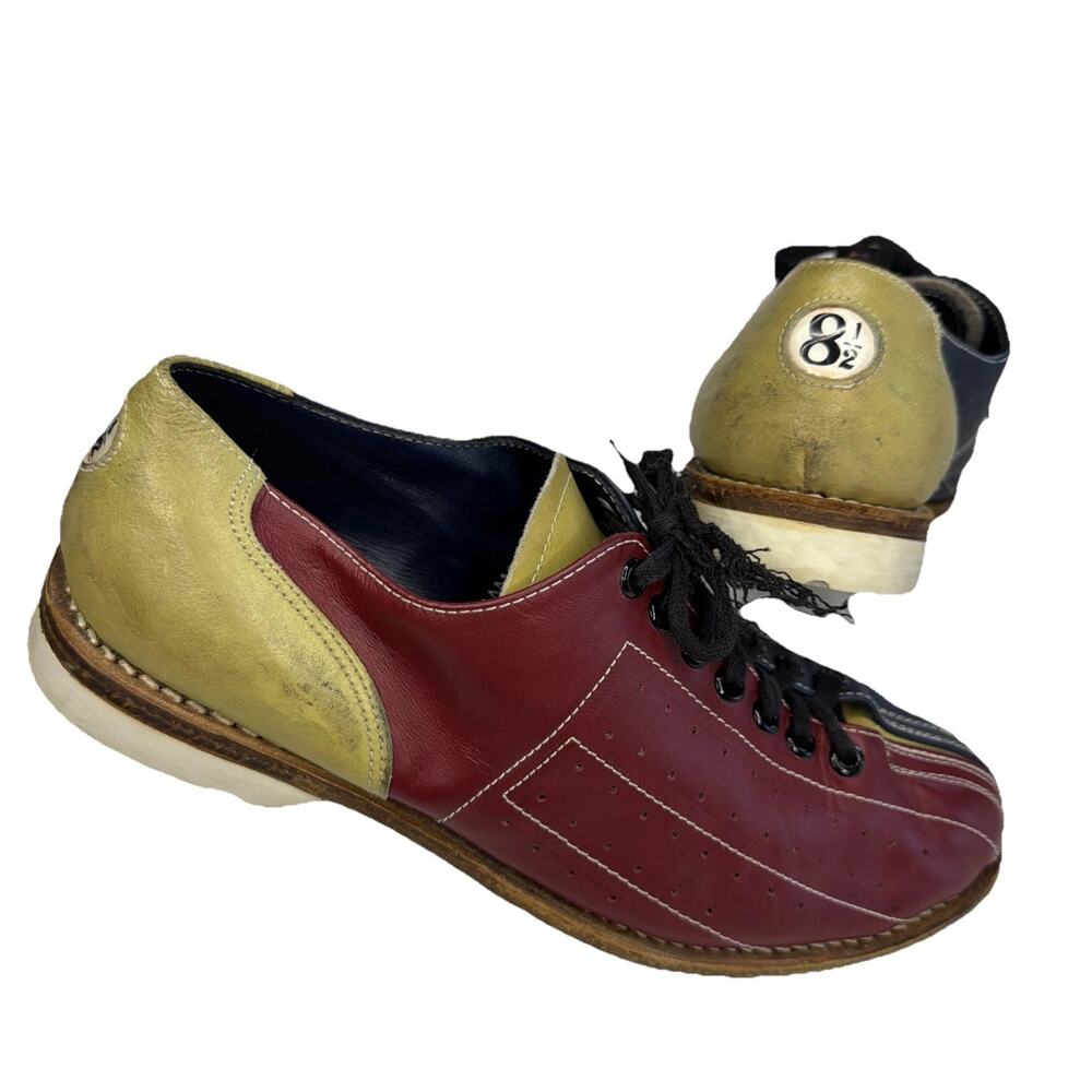 AMF Bowling Shoes Men’s 8 1/2 Women’s 10 Blue Red Tan Leather QubicaAMF